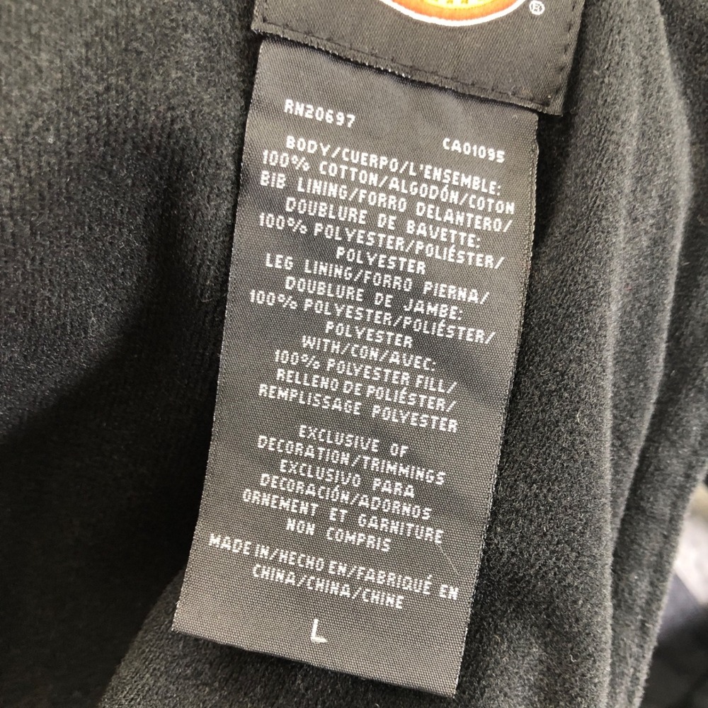 Dickies Overalls Mens Large Black Insulated Canvas Duck Bib Double Knee New - Picture 7 of 10